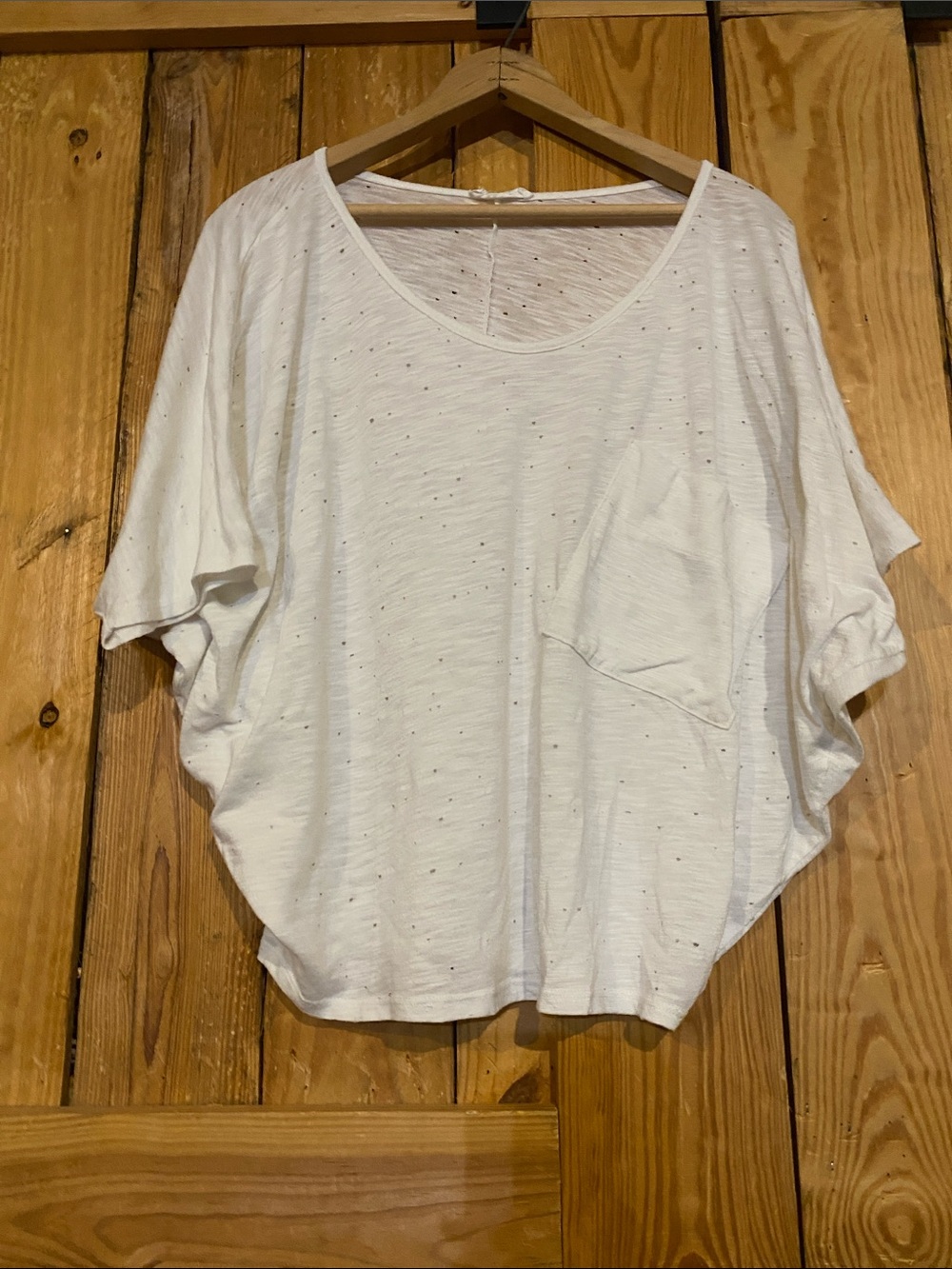 Oversized White Dolman Pocket Tee - Unbranded